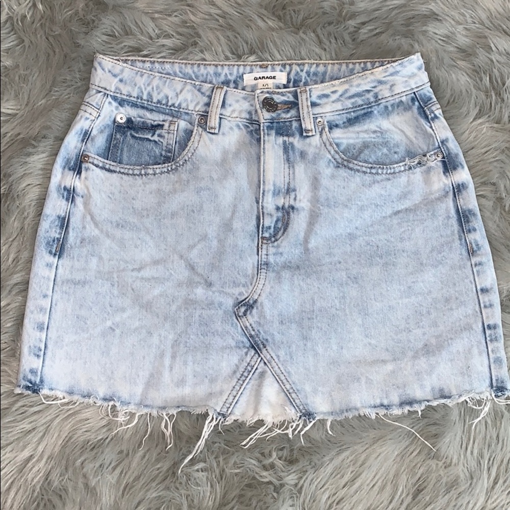 Garage Light-wash denim skirt